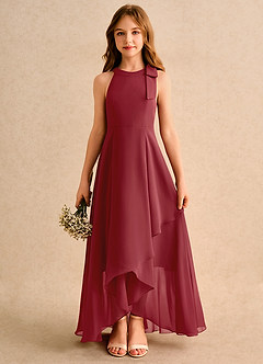 Azazie Boop Girls Formal Flower Girl Dresses Pomegranate A-Line Bow Chiffon Dress image1