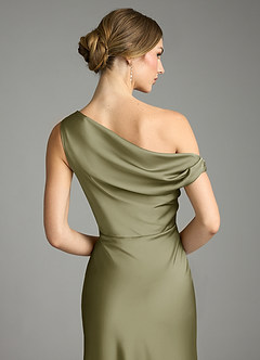 Azazie Emerson Bridesmaid Dresses Pistachio Mermaid Off the Shoulder Stretch Satin Dress image7