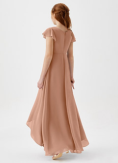 Azazie Breanne Junior Champagne Rose A-Line Chiffon Dress image3
