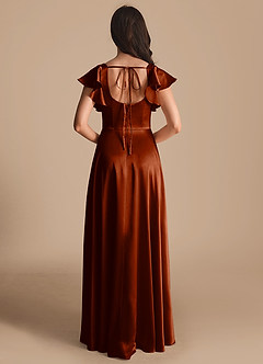Azazie Bondi Bridesmaid Dresses Auburn A-Line Bow Metallic Satin Dress image3