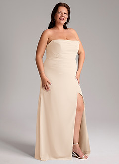 Azazie Leonis Bridesmaid Dresses White Alabaster Sheath Strapless Chiffon Convertible Dress image14