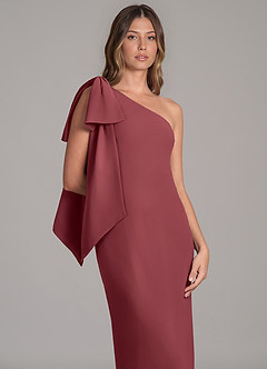 Azazie Capri Bridesmaid Dresses Merlot A-Line One Shoulder Chiffon Dress image7