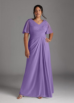 Azazie Emmeline Mother of the Bride Dresses Tahiti A-Line V-Neck Pleated Mesh Dress image9