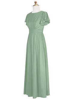 Azazie Mosley Junior Robe Trapèze en Maille Rayé Matcha image9