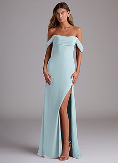 Azazie Saige Bridesmaid Dresses Mist A-Line Off the Shoulder Chiffon Convertible Dress image1