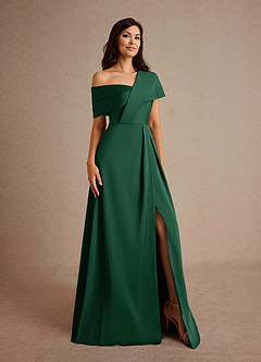 Azazie Milton Kleider für die Brautmutter A-Linie Plissee Stretch-Satin Kleid Dunkelgrün image8