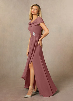 Azazie Mary Mother of the Bride Dresses Desert Rose A-Line Side Slit Chiffon Dress image2