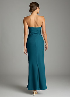 Azazie Saylor Brautjungfernkleider Meerjungfrau-Linie Schulterfrei Chiffon Kleid Tintenblau image11