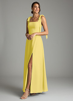 Azazie Debra Bridesmaid Dresses Canary A-Line with Pockets Chiffon Convertible Dress image8