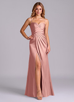 Azazie Sabrine Final Sale Rosette A-Line Sweetheart Neckline Stretch Satin Dress image5