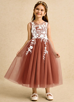 Azazie Sundae Vestidos de florista Vestido Castanho Aloirado de Renda de Vestido de baile image6