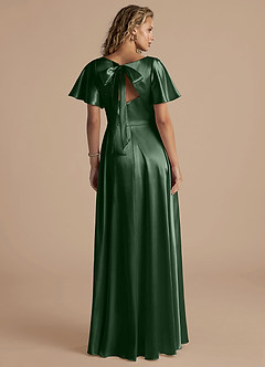Azazie Kimber Brautjungfernkleider A-Linie Gestreift Metallischer Satin Kleid Eukalyptus image4