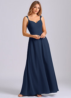 Azazie Beatrice Bridesmaid Dresses Dark Navy A-Line Sweetheart Neckline Chiffon Dress image4