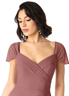 Azazie Tancie Bridesmaid Dresses Desert Rose A-Line Off the Shoulder Chiffon Convertible Dress image4