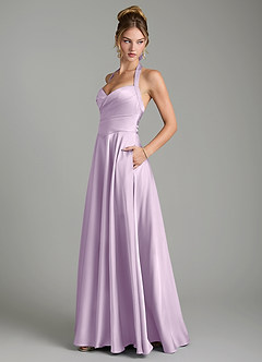 Azazie Tenaya At-home Try On Dresses Dusty Sage A-Line Sweetheart Neckline Stretch Satin Dress image5