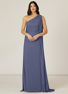 Azazie Lydia Bridesmaid Dresses Stormy Mermaid One Shoulder Chiffon Dress image1
