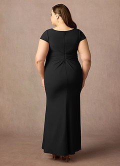 Azazie Tana Venta final Vestido de Negro de Crepé elástico de Corte Sirena con Cuello en V plisado image7