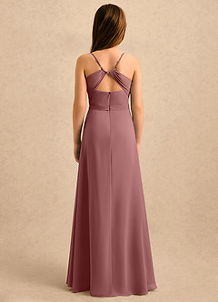 Azazie Jasslyn Girls Formal Robe Demoiselle D'honneur Fillette Robe Trapèze en Mousseline de soie Plissée Rose Du Désert image2