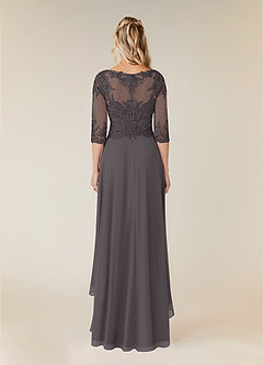 Azazie Monza Mother of the Bride Dresses Steel Grey A-Line Lace Chiffon Dress image3