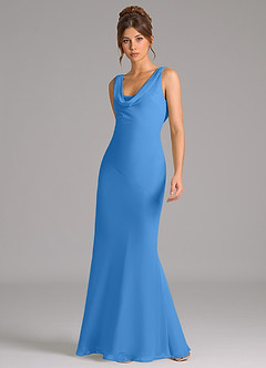 Azazie Rylina Bridesmaid Dresses Blue Jay Mermaid Pleated Chiffon Dress image5