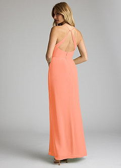 Azazie Becca Bridesmaid Dresses Sunset Sheath V-Neck Chiffon Dress image6