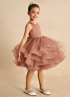 Azazie Tinie Blumenmädchenkleider Ballkleid Schleifen Tüll Kleid Bronzer image4