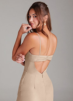 Azazie Leonis 신부 들러리 드레스 인어 스트랩리스 쉬폰 발목 길이 드레스 image4