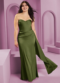 Barbie ♥ Azazie Bridesmaid Dresses Olive Sheath Strapless Stretch Satin Convertible Dress image9