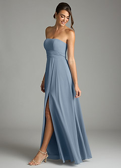 Azazie Tamira Suknie dla druhen Linia A Pofałdowany Szyfon Do ziemi Sukienka image3