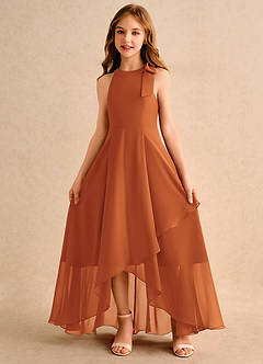 Azazie Boop Girls Formal Abiti da Ragazza di Fiori Abito A-Line in Chiffon Fiocco Cannella image5
