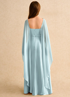 Azazie Fishie Girls Formal Sukienki dla dziewczynek sypiących kwiaty Linia A Matowy satynowy Długość podłogi Sukienka image2