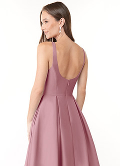 Azazie Neve Bridesmaid Dresses Vintage Mauve Ball-Gown with Pockets Stretch Satin Dress image6
