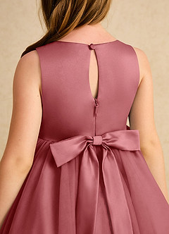 Azazie Prima 플라워 걸 드레스 A라인 절하다 얇실버 명주 그물 무릎 길이 드레스 image6