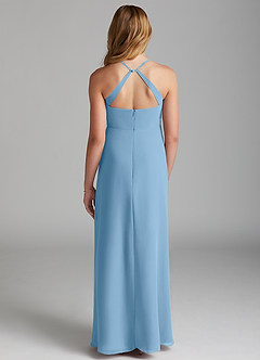 Azazie Davis Junior Jurk van Chiffon met A-Lijn Staal Blauw image5