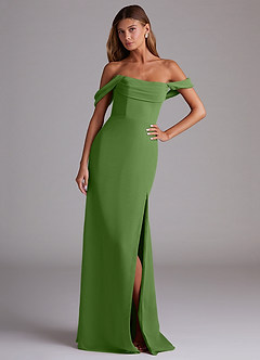 Azazie Saige Bridesmaid Dresses Basil A-Line Off the Shoulder Chiffon Convertible Dress image4