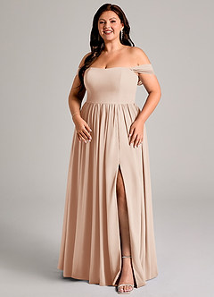 Azazie Calianna Bridesmaid Dresses English Rose A-Line Off the Shoulder Chiffon Convertible Dress image14