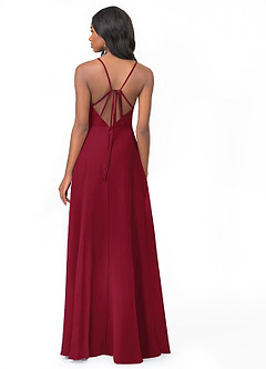 Azazie Everleigh Bridesmaid Dresses Burgundy A-Line Sweetheart Pleated Chiffon Dress image2