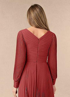 Azazie Zina Mother of the Bride Dresses Rust A-Line Pleated Chiffon Dress image6