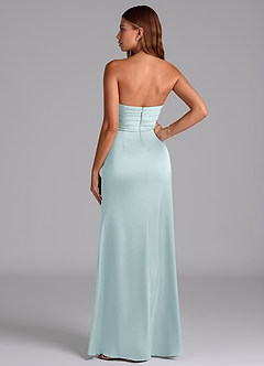 Azazie Claudelle Brautjungfernkleider Meerjungfrau-Linie Schulterfrei Stretch-Satin Kleid Nebel image7