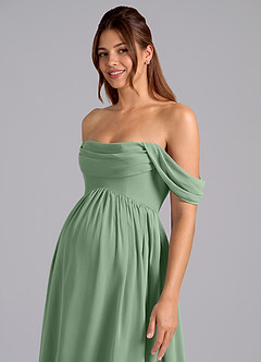 Azazie Saige Maternity Bridesmaid Dresses A-Line Pleated Chiffon Floor-Length Dress image6