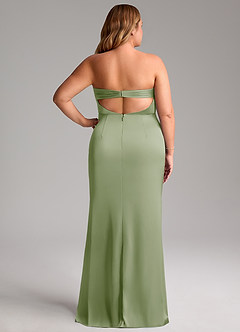 Azazie Leonis Bridesmaid Dresses Dusty Sage Mermaid Pleated Stretch Satin Convertible Dress image10