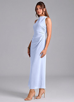 Azazie Evadne Brautjungfernkleider Etui Plissee Chiffon Kleid Eis image4