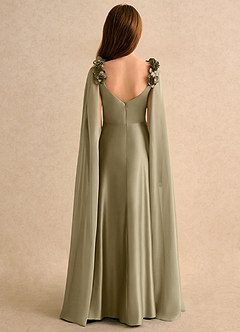 Azazie Rosita Girls Formal Flower Girl Klänningar Klänning A-Line i Stretch Satin Plisserad image2