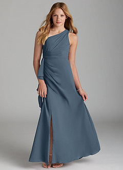 Azazie Maive Junior Neptune A-Line Pleated Chiffon Dress image1