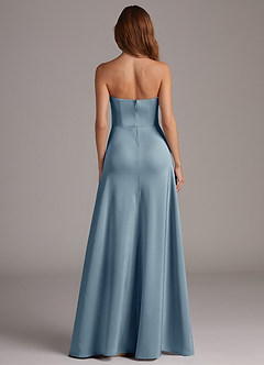 Azazie Wren Bridesmaid Dresses Dusty Blue A-Line Strapless Stretch Satin Convertible Dress image5