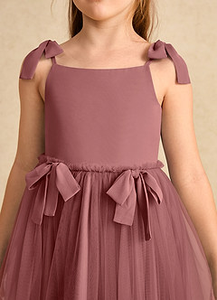Azazie Jaci Flower Girl Dresses Amethyst A-Line Spaghetti Strap Chiffon Dress image7