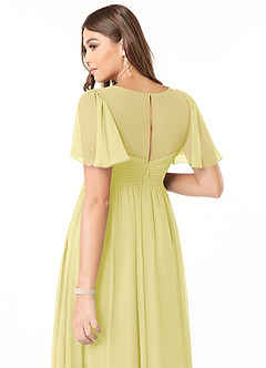 Azazie Verna Maternity Bridesmaid Dresses A-Line V-Neck Ruched Chiffon Floor-Length Dress image6