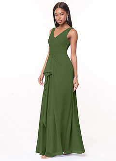 Azazie Julianna Brautjungfernkleider A-Linie Chiffon Kleid Olivgrün image3