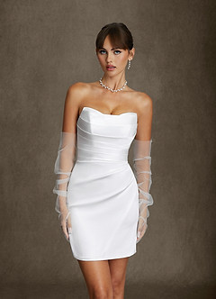 Azazie Erica Wedding Dresses Diamond White Sheath Stretch Satin Dress image6