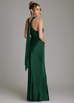 Azazie Reign Bridesmaid Dresses Dark Green Mermaid Pleated Stretch Satin Dress image7